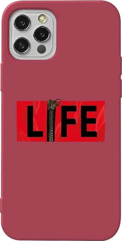 İphone 12 Pro Bordo Renkli Silikon Telefon Kılıfı - Life