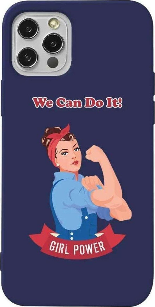 İphone 12 Pro Lacivert Renkli Silikon Telefon Kılıfı - We Can Do It!