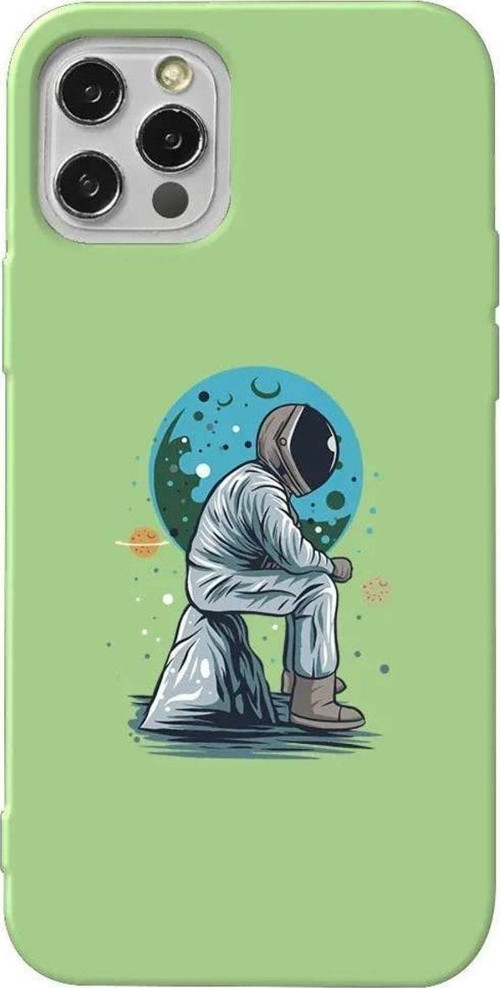 İphone 12 Pro Max Açık Yeşil Renkli Silikon Telefon Kılıfı - Forever Alone