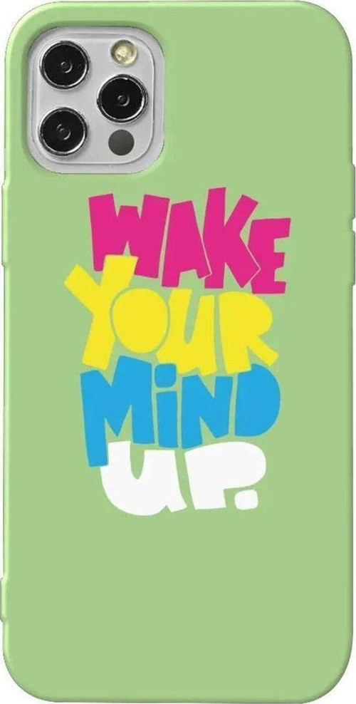 İphone 12 Pro Max Açık Yeşil Renkli Silikon Telefon Kılıfı - Wake Your Mind Up