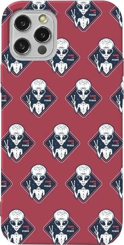 İphone 12 Pro Max Bordo Renkli Silikon Telefon Kılıfı - Aliens