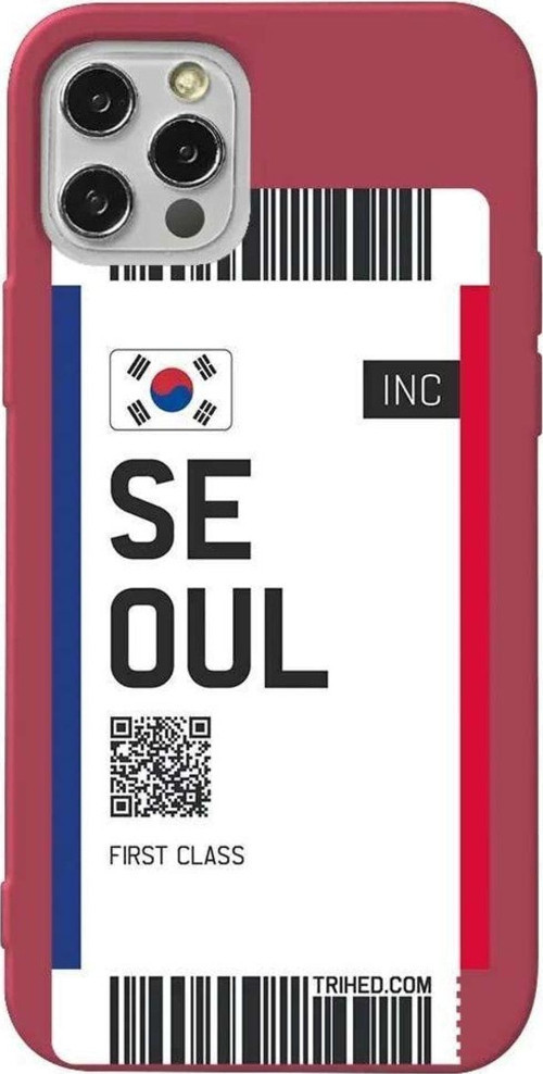 İphone 12 Pro Max Bordo Renkli Silikon Telefon Kılıfı - Seoul Bileti
