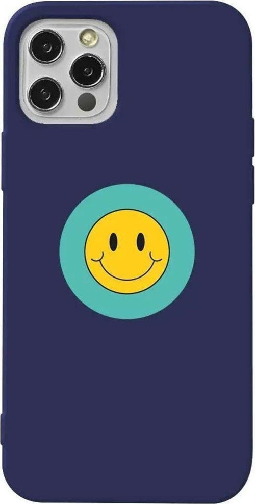 İphone 12 Pro Max Lacivert Renkli Silikon Telefon Kılıfı - Smile 2