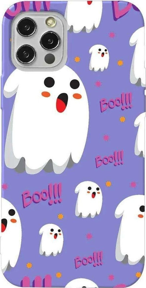 İphone 12 Pro Max Lila Renkli Silikon Telefon Kılıfı - Ghost Boo!