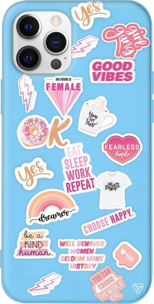 İphone 12 Pro Max Mavi Renkli Silikon Female Sticker Telefon Kılıfı