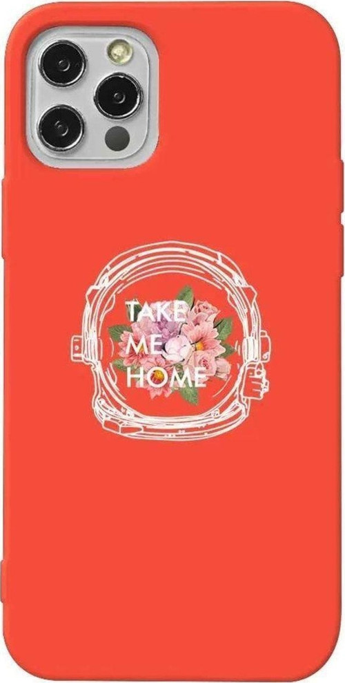 İphone 12 Pro Max Turuncu Renkli Silikon Telefon Kılıfı - Take Me Home