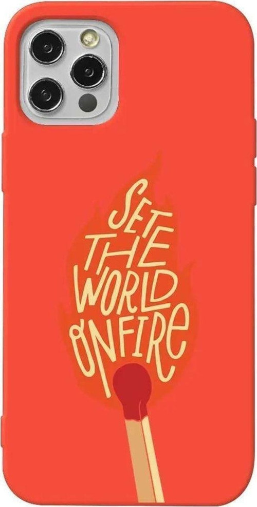 İphone 12 Pro Max Turuncu Renkli Silikon Telefon Kılıfı - World On Fire
