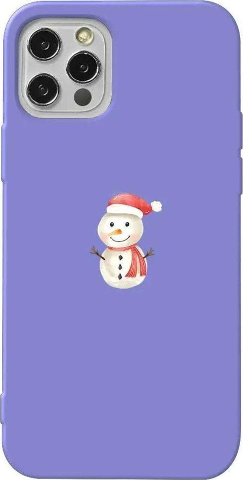 İphone 12 Pro Max Uyumlu Lila Renkli Silikon Telefon Kılıfı - Snowman