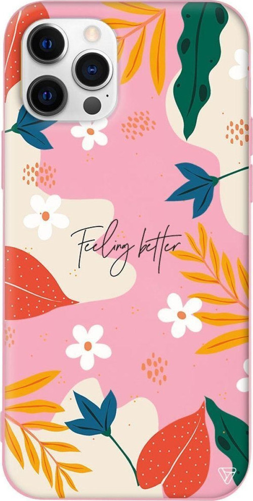 İphone 12 Pro Max Uyumlu Pembe Renkli Silikon Feeling Better Telefon Kılıfı