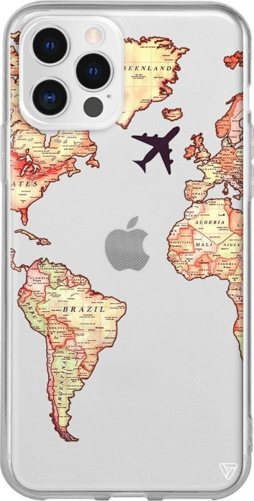 İphone 12 Pro Seffaf Telefon Kılıfı - Harita Tasarimli