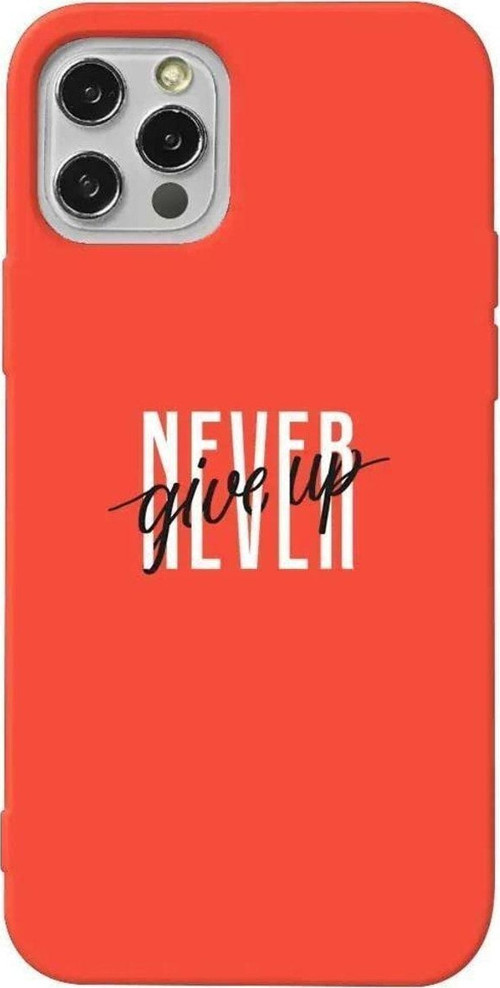 İphone 12 Pro Max Turuncu Renkli Silikon Telefon Kılıfı - Never Give Up 4
