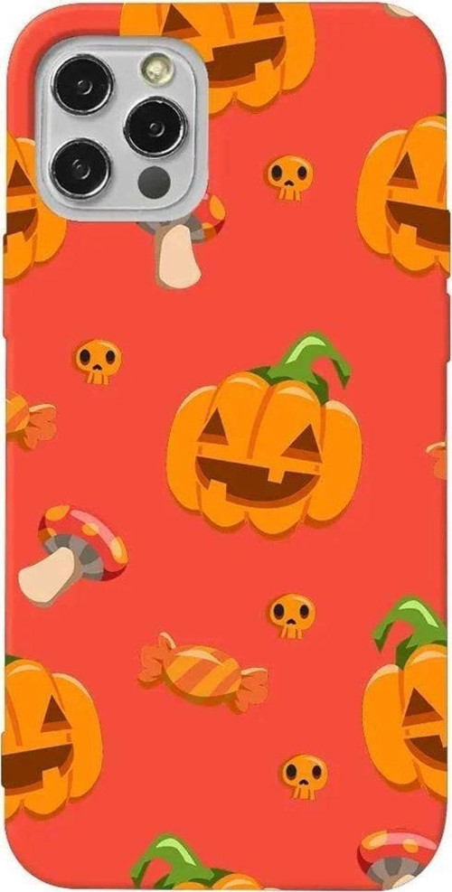 İphone 12 Pro Turuncu Renkli Silikon Telefon Kılıfı - Deadly Pumpkin