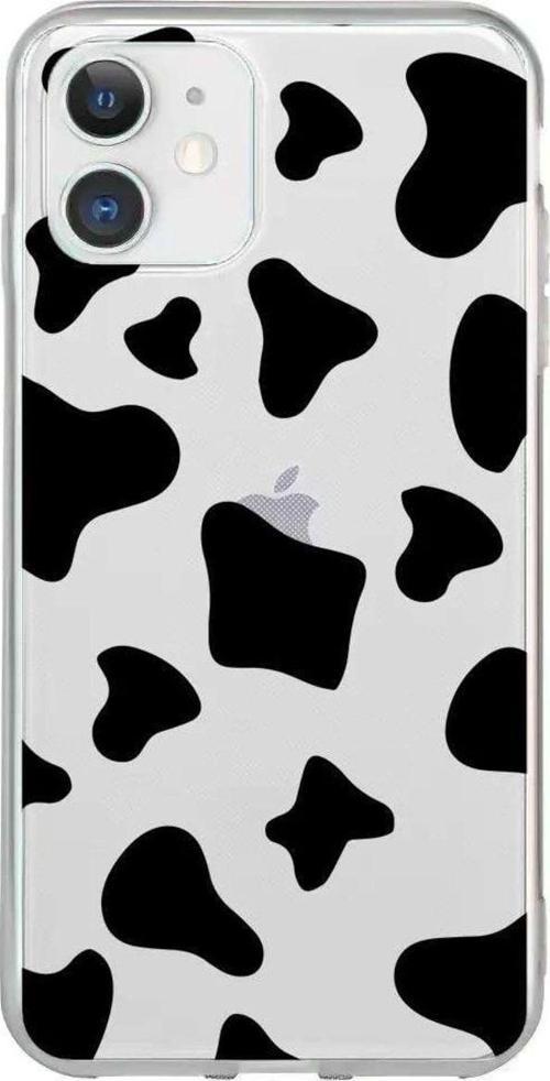 iPhone 12 Seffaf Telefon Kılıfı - Inek Desenleri
