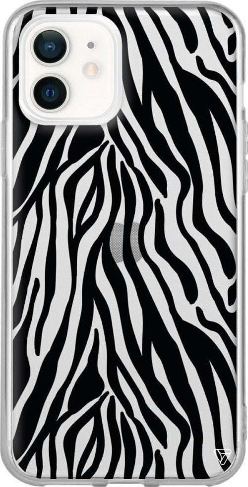 iPhone 12 Seffaf Telefon Kılıfı - Siyah Zebra Desenleri