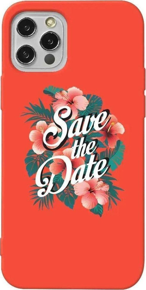 İphone 12 Pro Turuncu Renkli Silikon Telefon Kılıfı - Save The Date