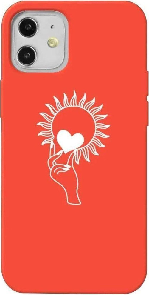 iPhone 12 Turuncu Renkli Silikon Telefon Kılıfı - Keep Heart