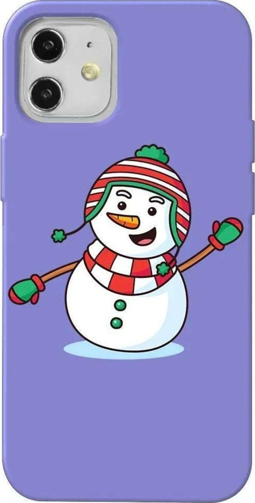 iPhone 12 Uyumlu Lila Renkli Silikon Telefon Kılıfı - Snowman 2