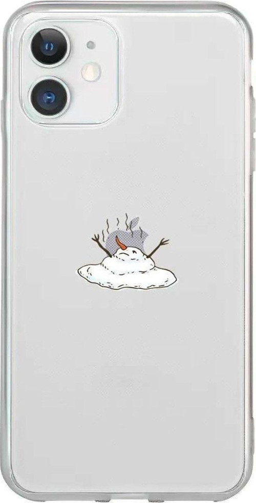 iPhone 12 Uyumlu Seffaf Telefon Kılıfı - Melting Snowman