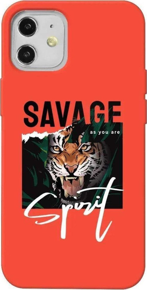 iPhone 12 Turuncu Renkli Silikon Telefon Kılıfı - Savage 2