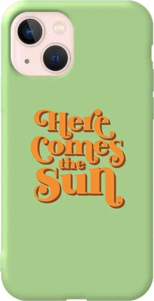 iPhone 13 Açık Yeşil Renkli Silikon Telefon Kılıfı - Comes The Sun
