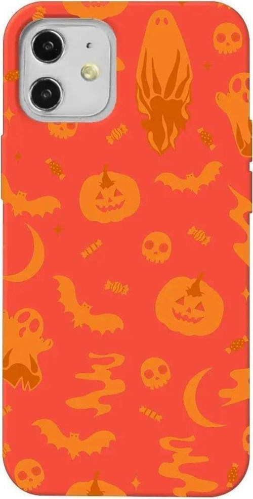 iPhone 12 Turuncu Renkli Silikon Telefon Kılıfı - Spooky Orange