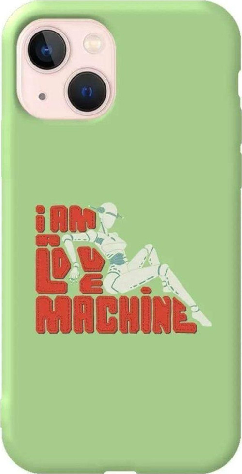 iPhone 13 Açık Yeşil Renkli Silikon Telefon Kılıfı - Love Machine