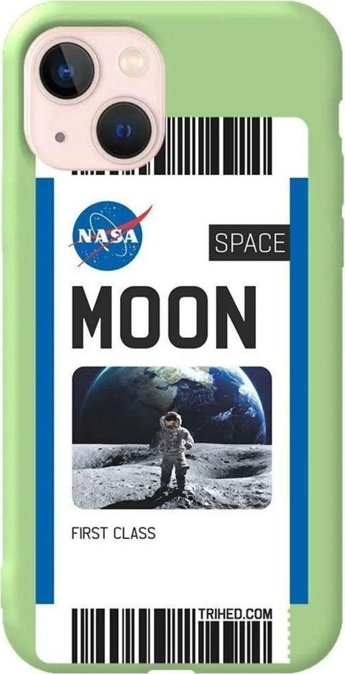 iPhone 13 Açık Yeşil Renkli Silikon Telefon Kılıfı - Moon Bileti