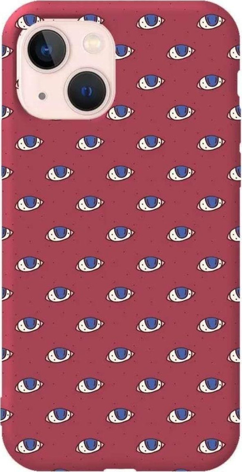 iPhone 13 Bordo Renkli Silikon Telefon Kılıfı - Eyes On You