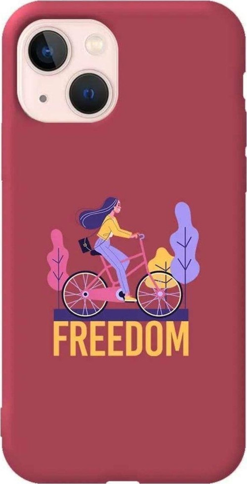 iPhone 13 Bordo Renkli Silikon Telefon Kılıfı - Freedom
