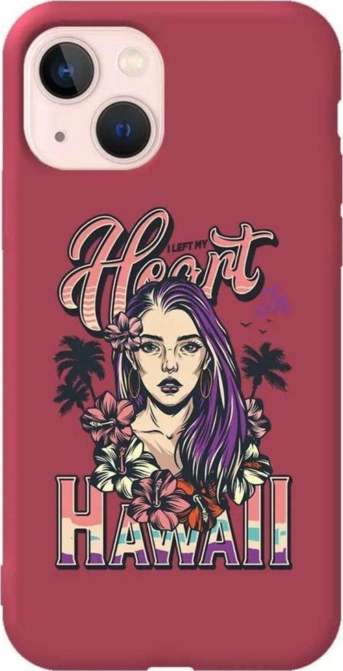 iPhone 13 Bordo Renkli Silikon Telefon Kılıfı - Hawai