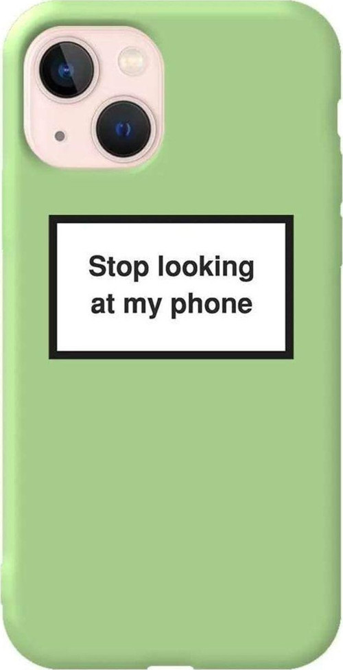 iPhone 13 Açık Yeşil Renkli Silikon Telefon Kılıfı - Stop Looking 2
