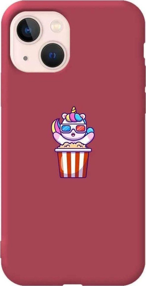 iPhone 13 Bordo Renkli Silikon Telefon Kılıfı - Moviecorn