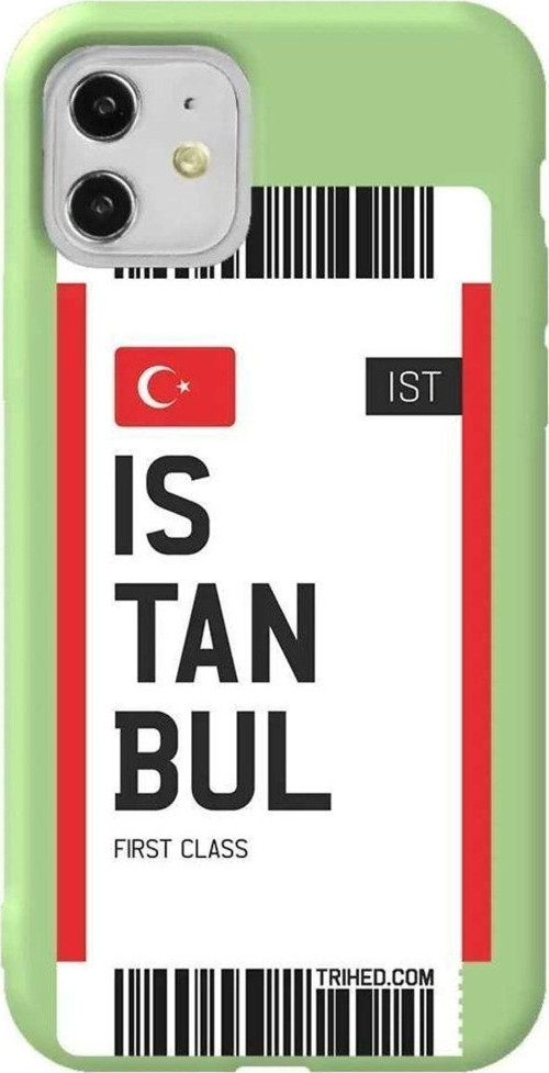 iPhone 11 Açık Yeşil Renkli Silikon Telefon Kılıfı - Istanbul Bileti