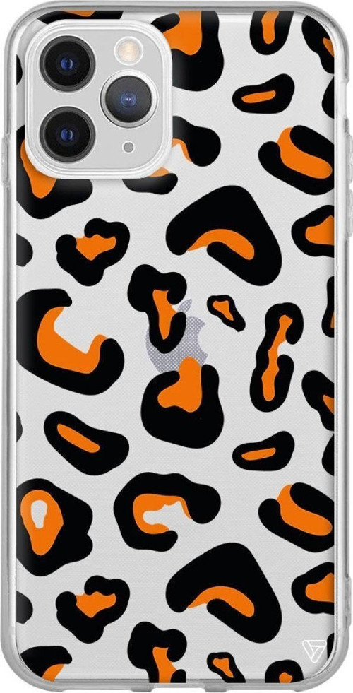 İphone 11 Pro Max Seffaf Telefon Kılıfı - Turuncu Siyah Desen