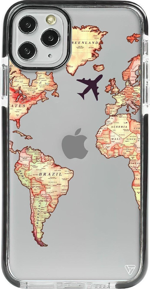 İphone 11 Pro Max Siyah Impact Harita Tasarımli Premium Telefon Kılıfı