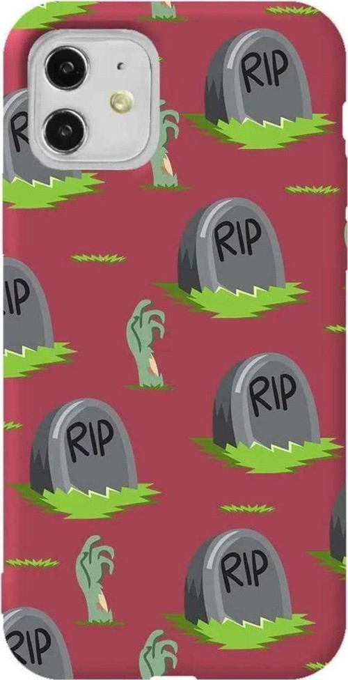 iPhone 11 Bordo Renkli Silikon Telefon Kılıfı - Hallowen Rip