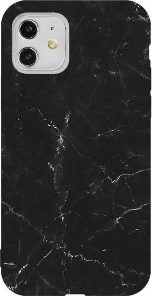 iPhone 11 Lacivert Renkli Silikon Telefon Kılıfı - Black Marble