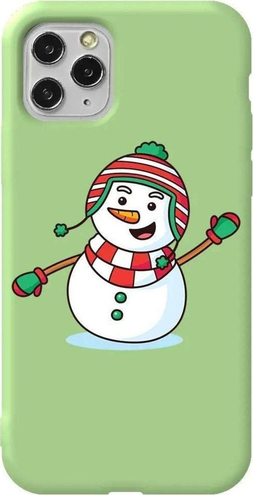 İphone 11 Pro Uyumlu Açık Yeşil Renkli Silikon Telefon Kılıfı - Snowman 2