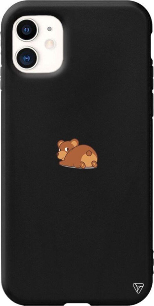 iPhone 11 Siyah Renkli Silikon Bear Telefon Kılıfı