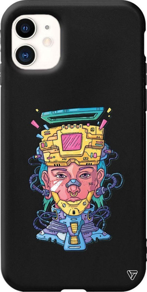 iPhone 11 Siyah Renkli Silikon Cyperpunk Telefon Kılıfı