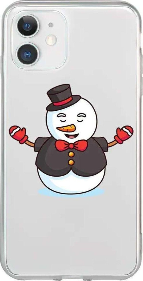 iPhone 11 Uyumlu Seffaf Telefon Kılıfı - Snowman In Suit