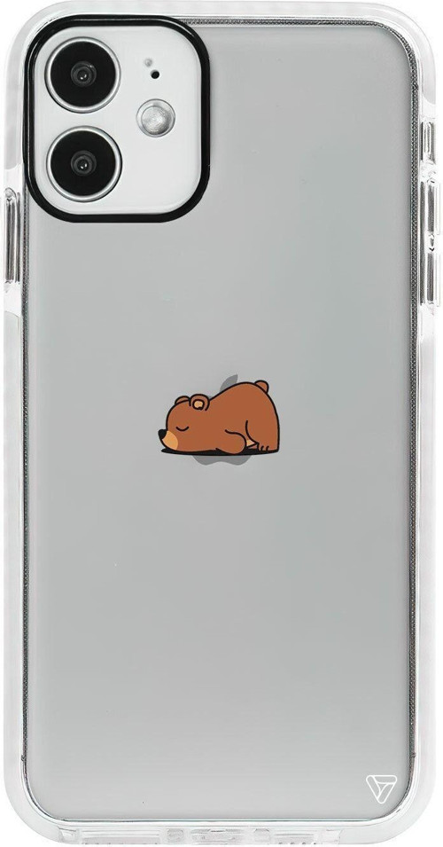 iPhone 12 Beyaz Impact Lazy Bear Premium Telefon Kılıfı
