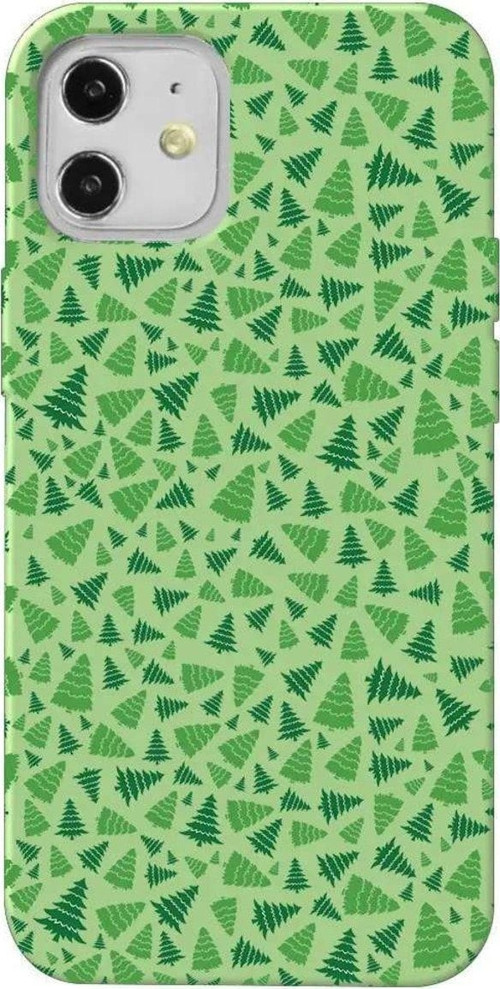 İphone 12 Mini Açik Yesil Renkli Silikon Telefon Kılıfı - Very Xmas Tree 2