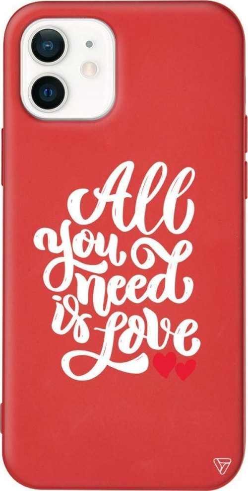 İphone 12 Mini Kırmızı Renkli Silikon Need Love Telefon Kılıfı