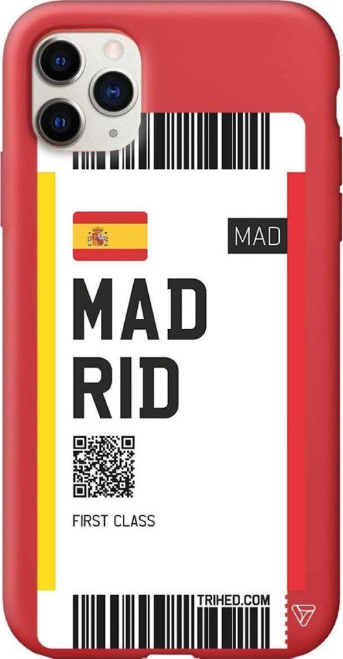 İphone 11 Pro Max Kırmızı Renkli Silikon Madrid Bileti Telefon Kılıfı