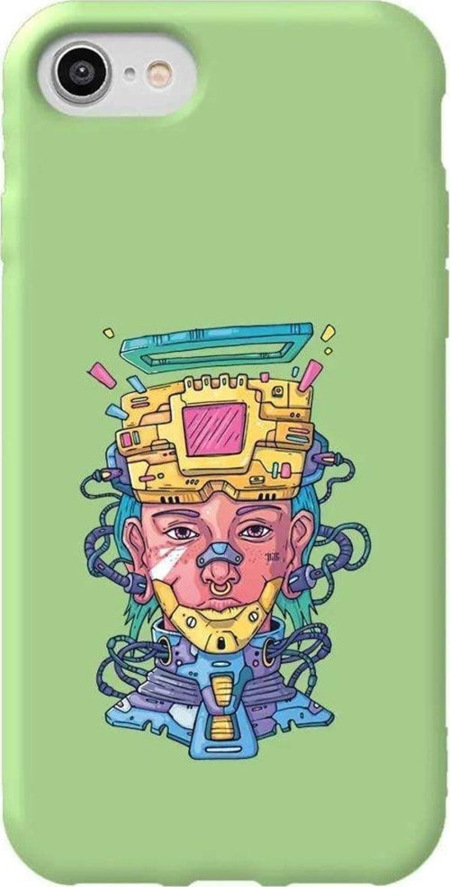 iphone Se 2020 Açik Yesil Renkli Silikon Telefon Kılıfı - Cyberpunk