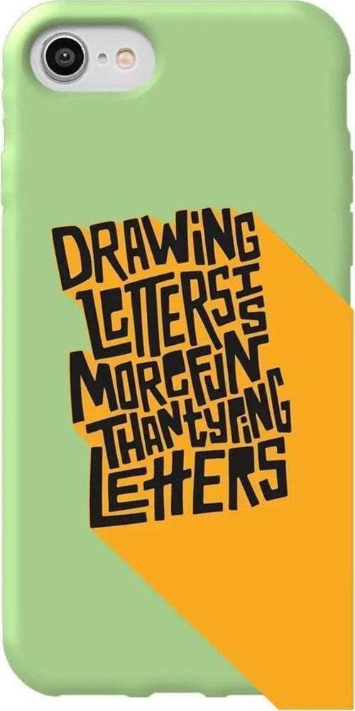 iphone Se 2020 Açik Yesil Renkli Silikon Telefon Kılıfı - Drawing Letters