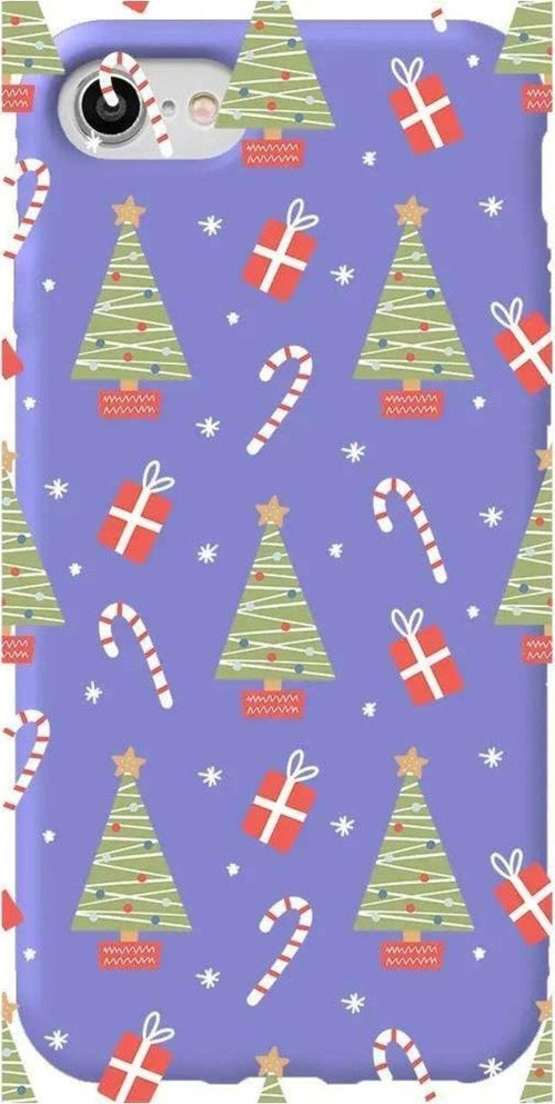 iphone Se 2020 Lila Renkli Silikon Telefon Kılıfı - Christmas Candy