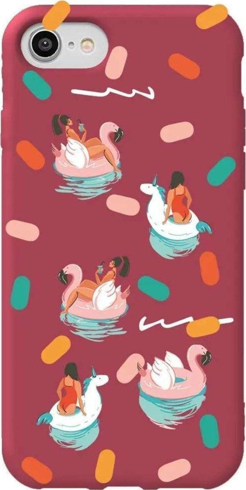 iphone Se 2020 Bordo Renkli Silikon Telefon Kılıfı - Pool Chill