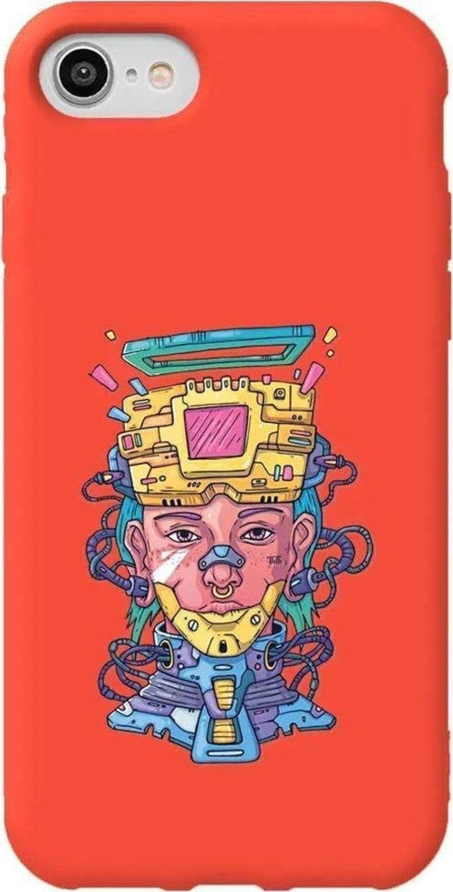 iphone Se 2020 Turuncu Renkli Silikon Telefon Kılıfı - Cyberpunk